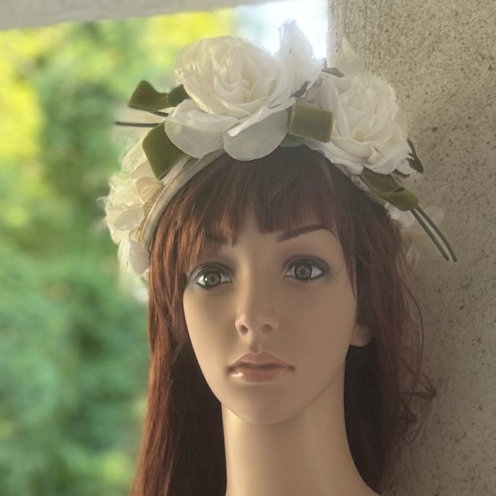 Vintage Floral Cage Hat 50s to 60s Era, Lovely & Easy to Wear